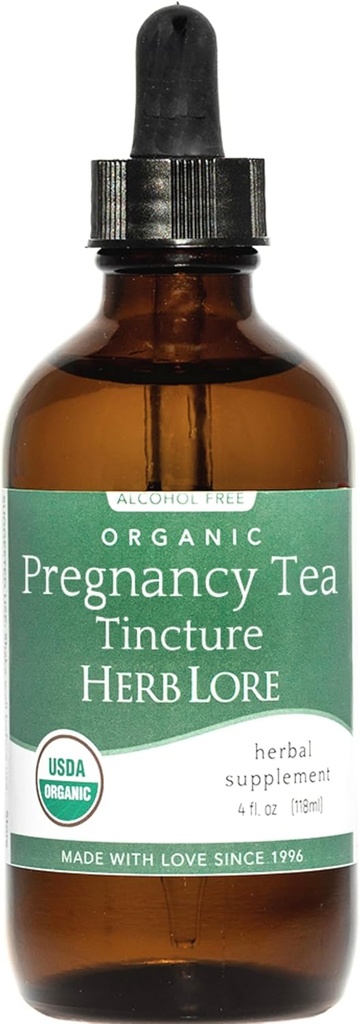 Herb Lore Organic Pregnancy Tea Tincture – Liquid Red Raspberry Leaf Tea for Pregnancy & Postpartum – First Trimester, Labor Prep & Third Trimester Support