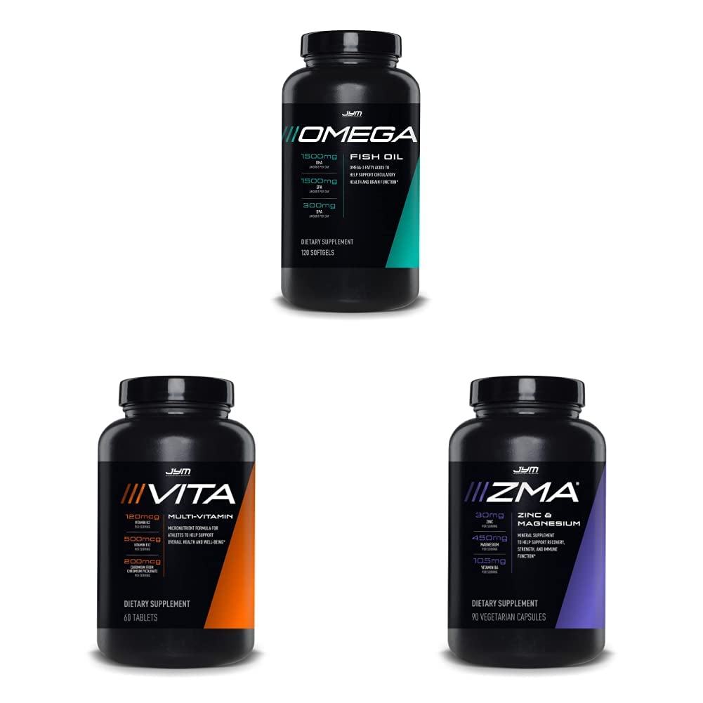 Supplément JYM Science Omega JYM Huile de poisson + Vita JYM Sports Multivitamine et soutien minéral ZMA