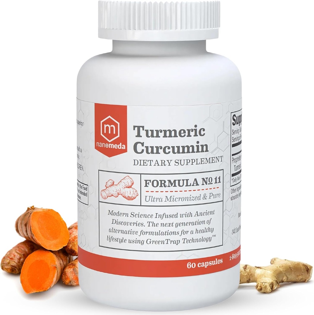 Nano Meda® Turmeric Curcumin with Boswellia | 100% Bioavailable, Patented Micronized Turmeric, Enhanced Absorption | Joint Support Supplement, 60 Count
