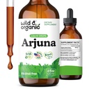 Wild & Organic Arjuna Bark Tinctuur - Algemeen Welzijn Supplement - Alcoholvrije Liquid Drops - Terminalia Arjuna Bark Extract - Geen Suiker & Additieven, Non-GMO - 4 floz