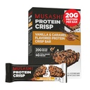 MUSASHI Protein Crisp Bar, 20g Proteïne, 4g Totaal Suikers, Vanille & Caramel, Post Workout en Snack On The Go, 12 Pack van 2.1oz (60g) Bars