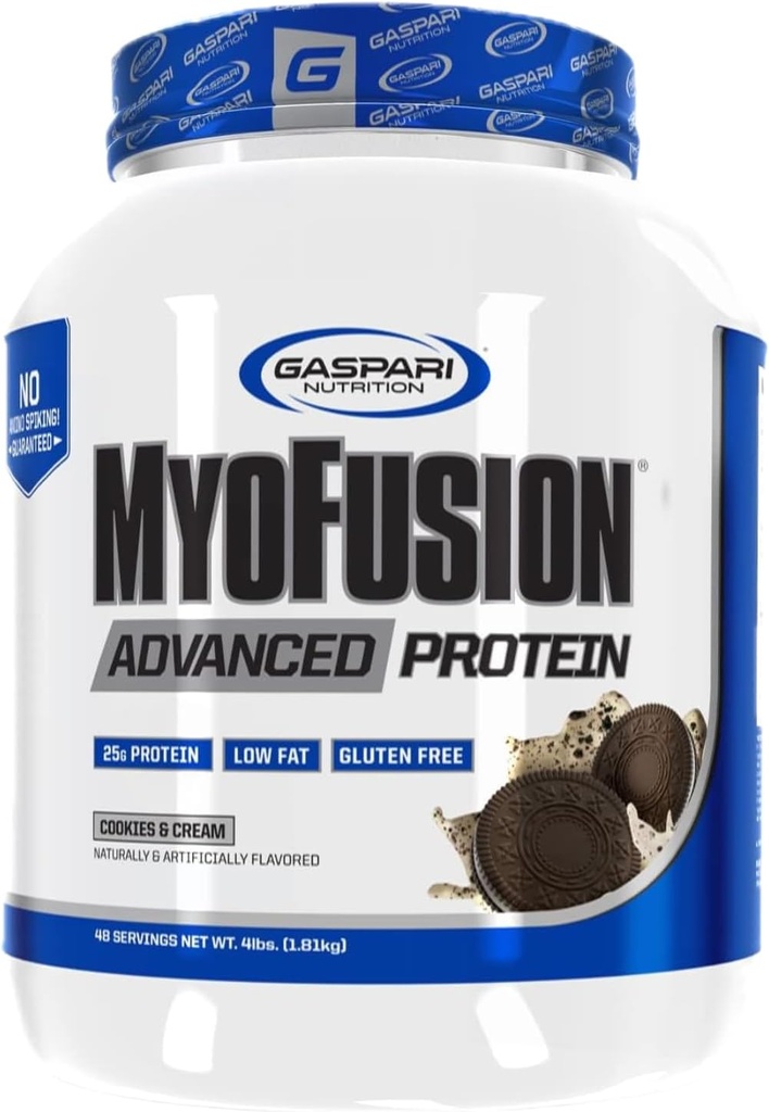Gaspari Nutrition Myofusion Advanced Proteïne, Proteïne Blend met Wei Proteïne, Caseïne Proteïne en Isolaat Proteïne, Laag Vet en Glutenvrij (Cookies en Crème, 4 Pond)