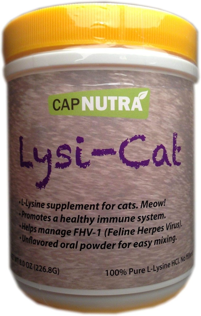Lysi-Cat Lysine Supplement voor katten, 8 oz. Canister, 500 Servings, Ondersteunt een gezond immuunsysteem, gratis scoop inbegrepen!