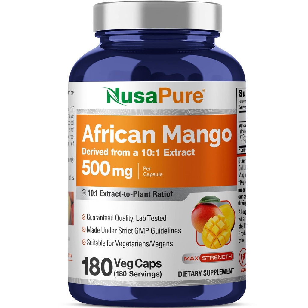 NusaPure African Mango, 500 mg, 180 Veg Capsules (Non-GMO, Vegan)