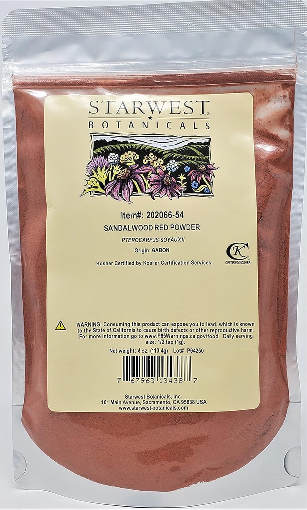 Starwest Botanicals Poudre de santal rouge, 4 onces