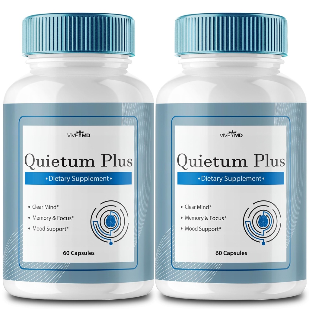 VIVE MD Quietum Plus Relief d'acouphène pour les oreilles - Relief d'acouphène rapide, traitement d'acouphène clair et d'acouphène holistique avec 60 capsules par bouteille (2 pack)