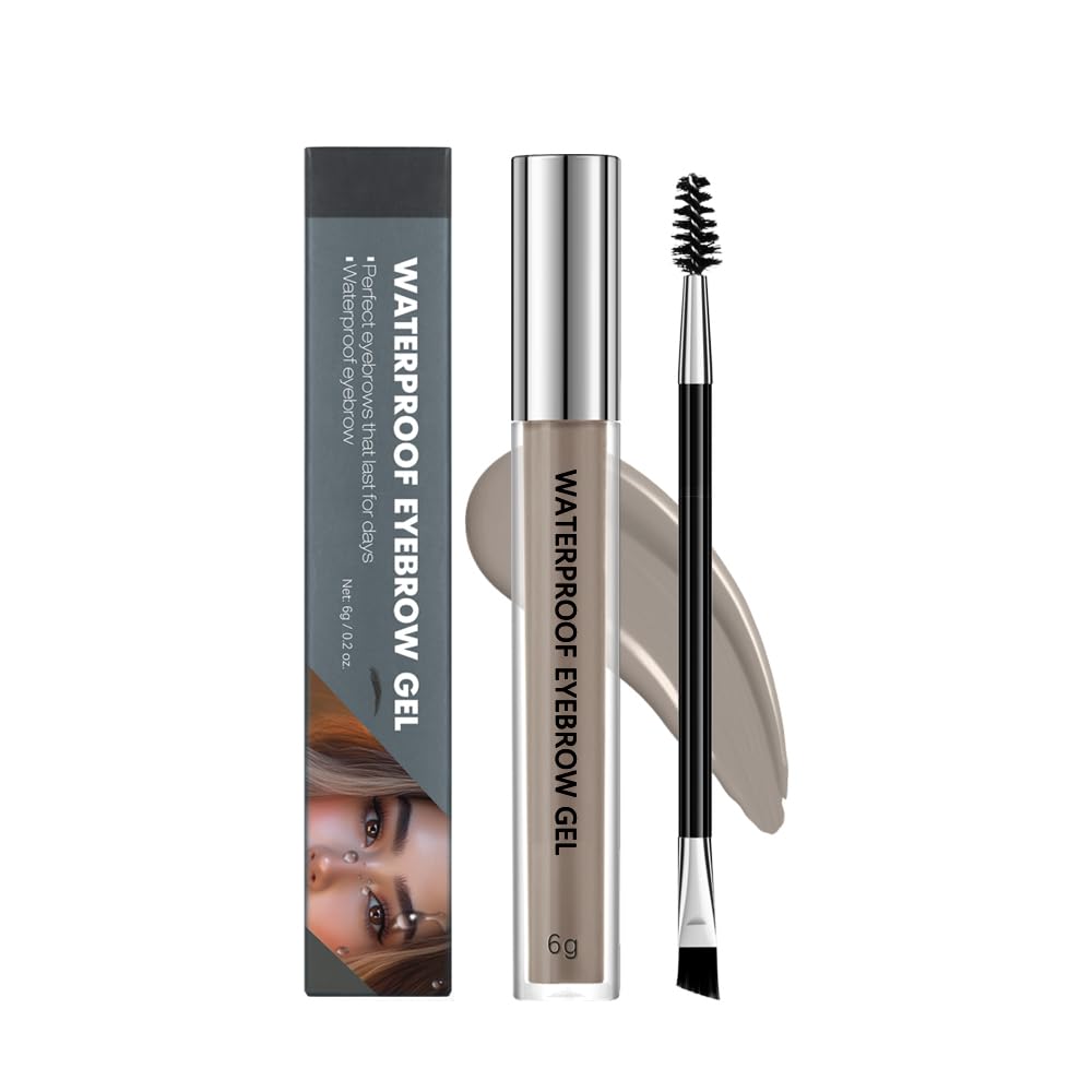 Waterproof Eyebrow Gel, Quick Drying Langdurend Smudge Proof Formula voor het creëren van natuurlijk uitziende wenkbrauwen, Eenvoudige toepassing voor alle huidtypes (Rokerig grijs, Groot)
