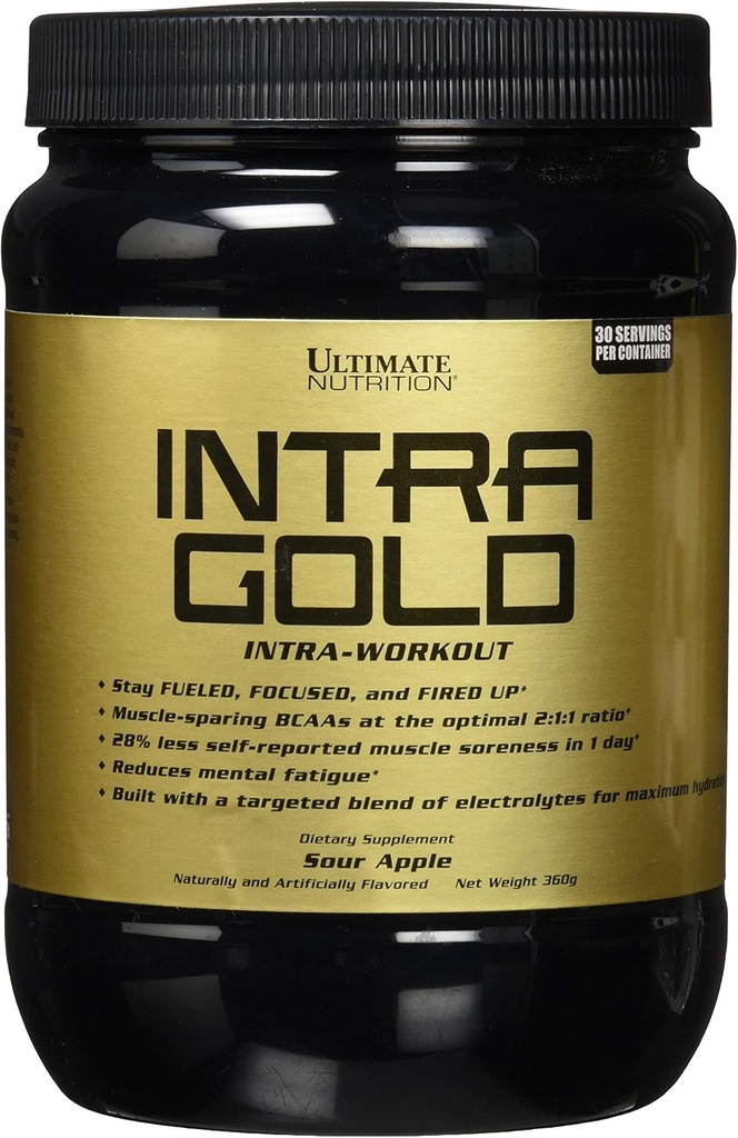 Ultimate Nutrition Intra Gold Workout Energy Supplement - Mengen van elektrolyten met Carnitine, Ornithine, en aspartaat, 30 Servers, Zure Apple