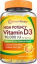 Recepten voor artsen Vitamine D3 10000 IE, Bones, Tanden, en Immuun Support, Non-GMO, No Gelatine, Gluten of Soja, 90 Days Supply, 180 Vegetarische Softgels