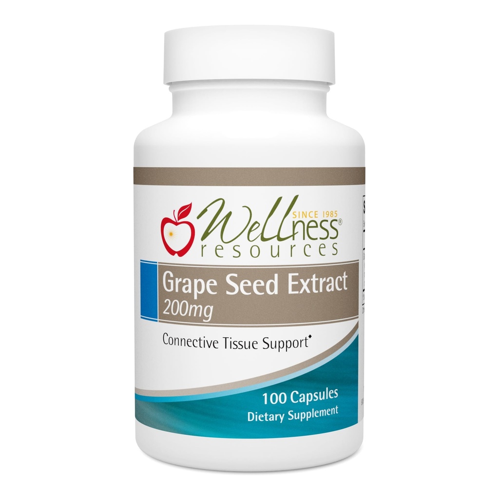 Wellness bronnen Grape Seed Extract Supplement, Hoogste Potentie 95% OPC, Ondersteunt de gezondheid van de huid en weefsels, Vein Health, en Immuniteit (100 Capsules, 200 mg per capsule)