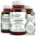 Natuurlijke Nutra Soy Lecithin 1200 mg Dieetsupplement - Hersenfunctie, Lever Gezondheid, Hepls Borstgezondheid, Geheugen Boosten Supplement - Glutenvrij, BPA-vrij, 100 Softgels in Recyclebare glazen flessen