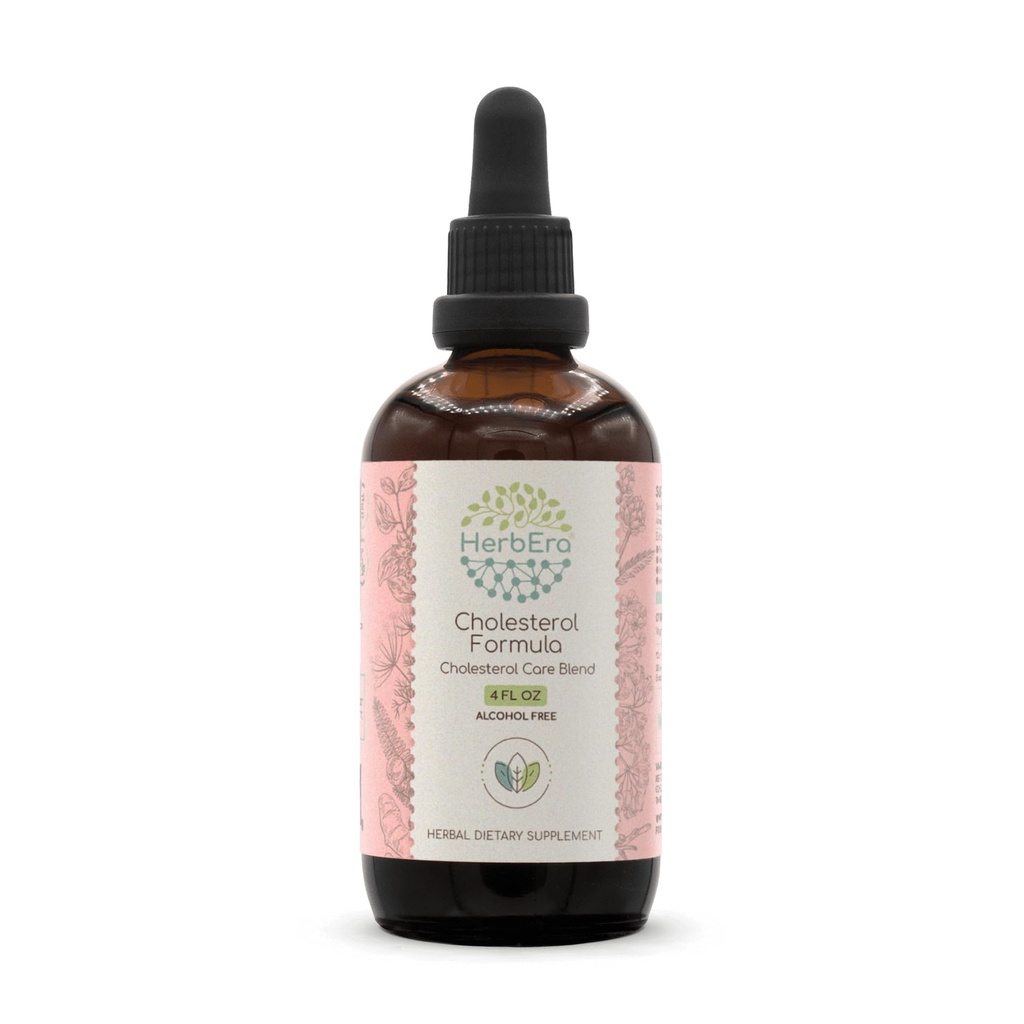 HerbEra Cholesterol Formula B120 Alcoholvrije Extract Tinctuur Artichoke Leaf, Hawthorn Leaf and Flower, Fennel Seed, Turmeric Root, Ashwagandha Root, Amla Berry. Cholesterol Care Blend 4 Fl Oz