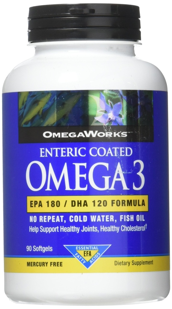OmegaWorks Super Omega 3, EPA / DHA vetzuren, gezonde gewrichten, Enteric Coated 90 softgels, 90 porties