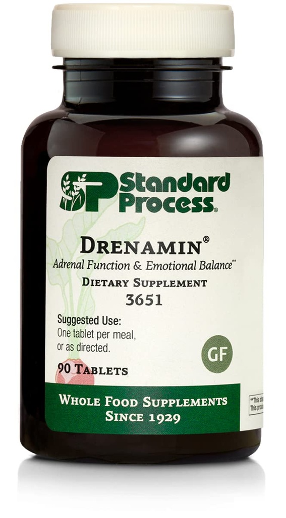 Standard Process Drenamin - Adrenal Function Supplement for Healthy Stress Response - Supports Healthy Energy Production & Metabolisme - Glutenvrije, Niet-Dairy & Non-Soy - 90 tabletten (90 porties)