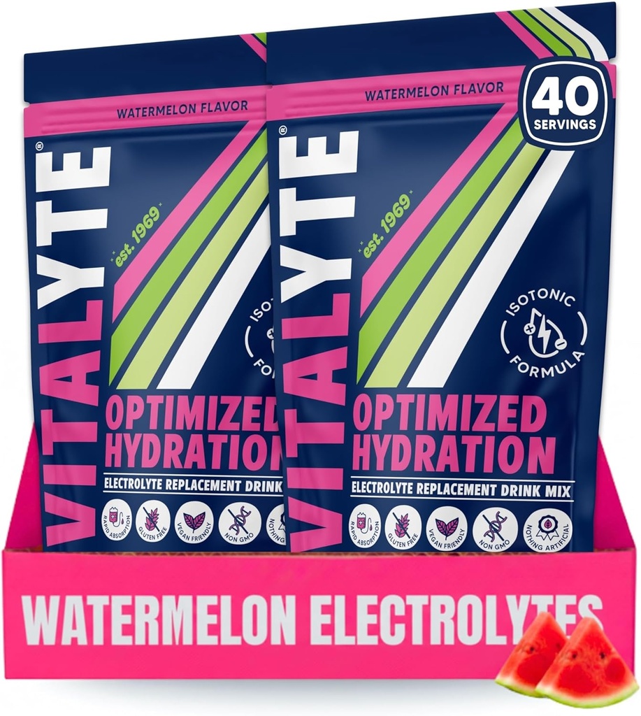 Vitalyte Electrolyte Powder Drink Mix, isotone Electrolyte Hydration Mix, Gluten Free Post Workout Powder Mix, Verpakking van 2, 35 oz. Elke, Watermeloen smaak