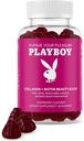 Playboy - Collageen + Biotin Beauty Boost Gummies for Hair, Skin, Nails & Lashes (60 Gummies) - Raspberry Flavored Biotin & Collageen Supplement for Women & Men - Non-GMO, Glutenvrij, Nootvrij Gummy