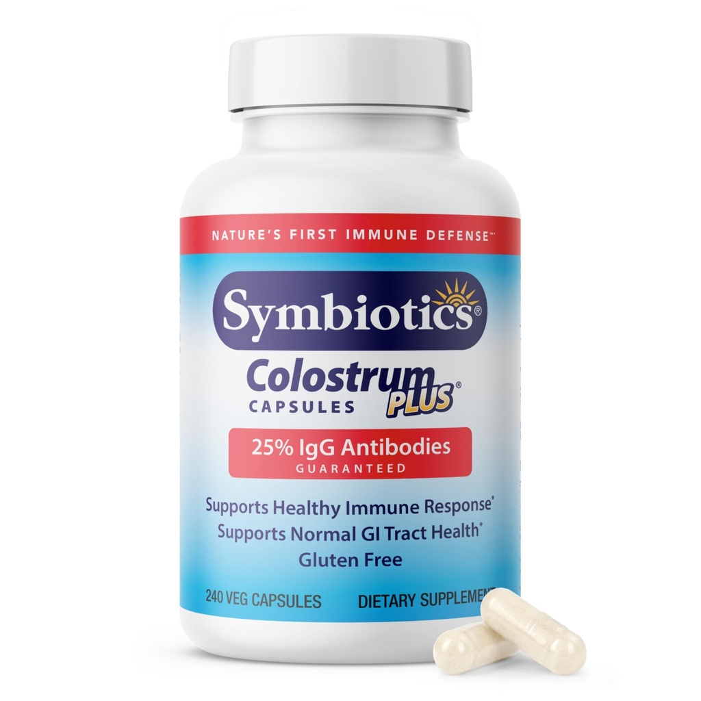 Symbiotica Colostrum 240ct Plantaardige Capsules - Immunity Support - Lactoferrin Supplement & Colostrum Proteïne met Immunoglobuline - 25% lgG Antilichamen - Glutenvrij