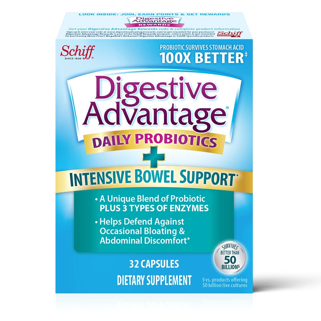 Digestief voordeel IBS Probiotica voor de spijsvertering van de gezondheid en intensieve Bowel Support, Probiotica voor vrouwen en mannen met digestieve enzymen, Ondersteuning voor Occasional Bloating & Gut Health, 32ct capsules