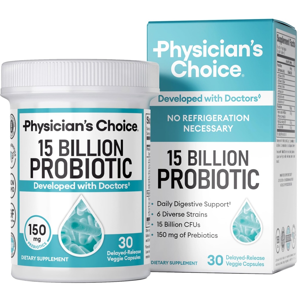 KEUZE van de arts Beginner Probiotica 15 miljard CFU - 6 Diverse Strains & Organic Prebiotics, Ontworpen voor de algehele spijsvertering en ondersteunt Occasional Constipatie, diarree, gas & Bloating