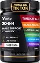 Tongkat Ali voor mannen 20 in 1 met Astragalus - USA Made Mens Supplement Complex met Black Maca Root, L-Arginine, Ginseng, Calcium, Astragalus voor Normale sterkte & Endurance Ondersteuning - 90 Caps