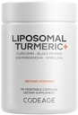 Codeage Biologische Kurkuma supplement - 95% Curcumine Extract Pillen - Liposomale Fermented Botanical Blend Black Pepper, Ashwagandha, Ginger, Stephania, Boswelia, Cumin, Digestieve Bitters - 90 Capsules