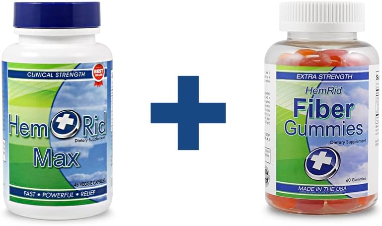 HemRid Max, Fiber Gummies - Biedt snelle verlichting voor jeuken, branden, de dubbele verdedigingsbundel