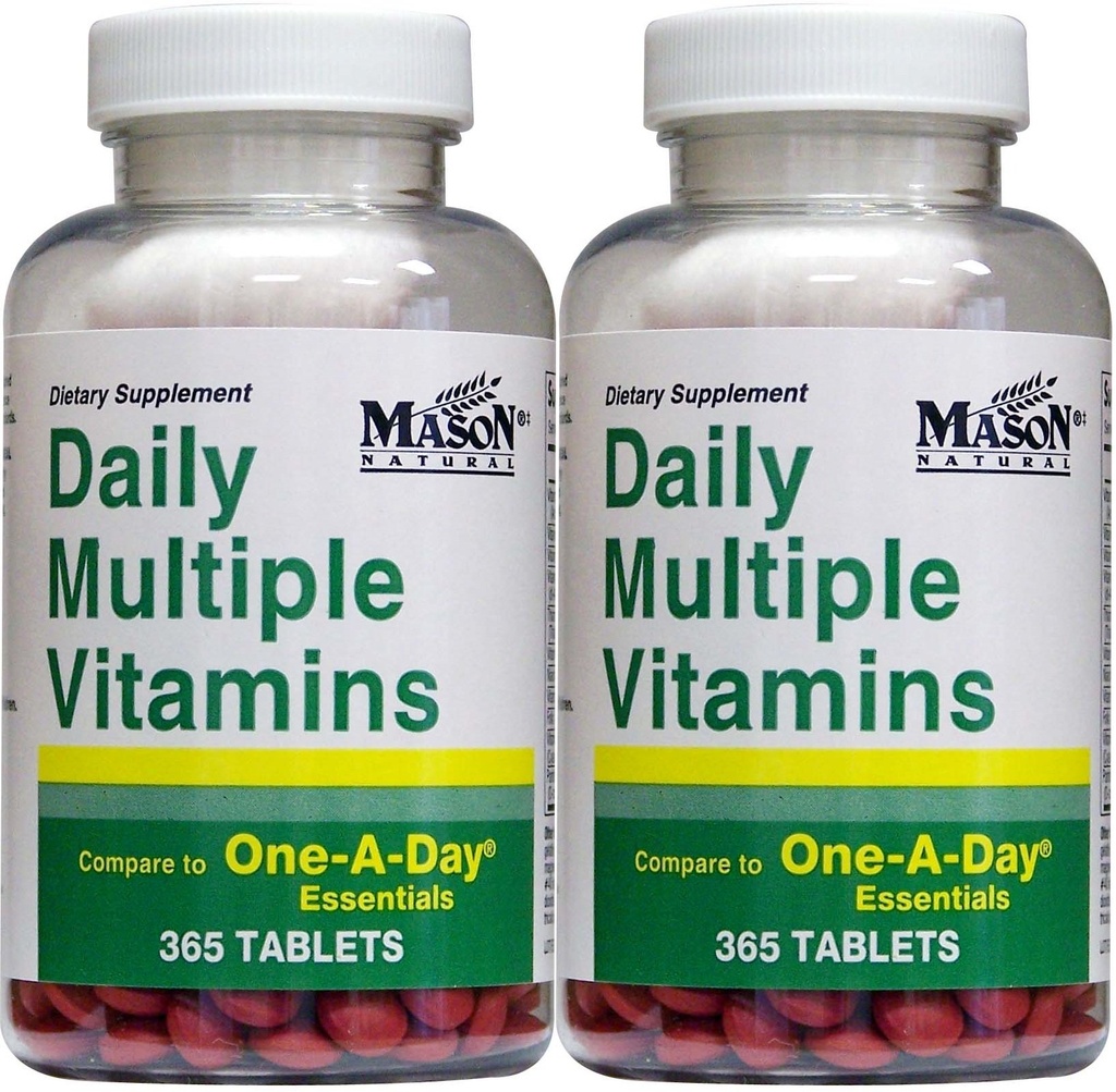 Dagelijkse meervoudige vitaminen Vergelijken met één dag Essentials Multivitamine Multimineral Supplement 365 tabletten per fles Verpakking van 2 Totaal 730 tabletten