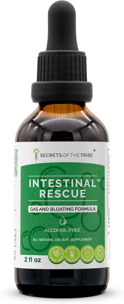 Geheimen van de Stam - Intestinal Rescue, Gas and Bloating Formula, Herbal Supplement Blend Drops Alcoholvrije Liquid Extract (2 fl oz)
