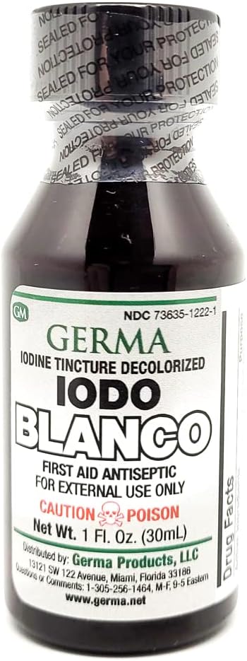 Germa Jodium Tinctuur Verkleurd Kleurloos Wit Clear Iodo YODO Blanco Liquid