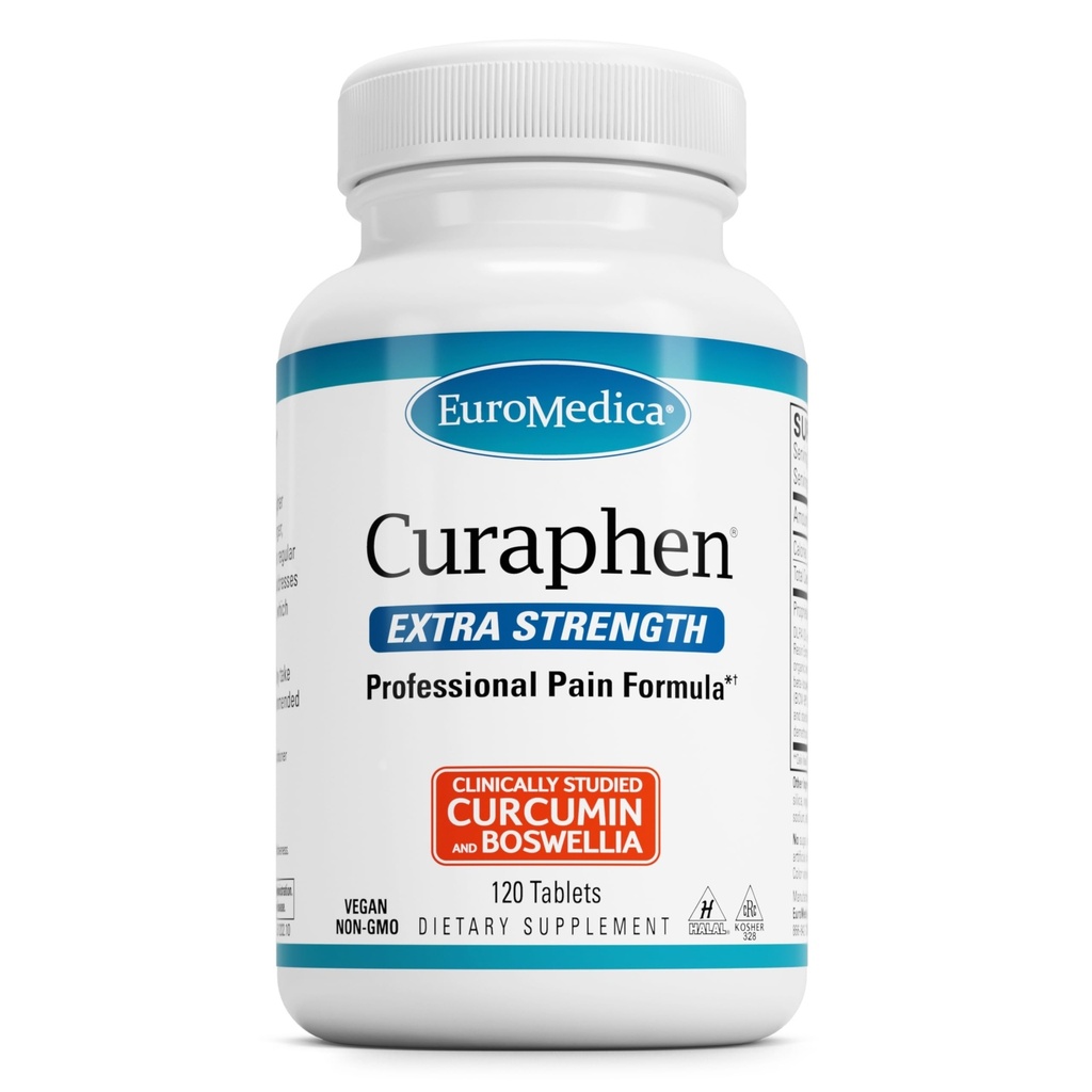 EuroMedica Curaphen Extra Strength - Supplément Curcumin & Boswellia pour le soutien de la circulation saine - Supplément curcuma pour soutenir les articulations, la santé musculaire et la production d'endorphine - 120 comprimés