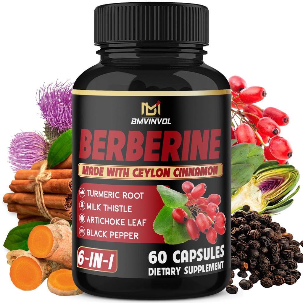 Berbérine au Ceylan Cinnamon, curcuma, chardon de lait, artichaut, poivre noir - 60 Nombre - Boîte de 1