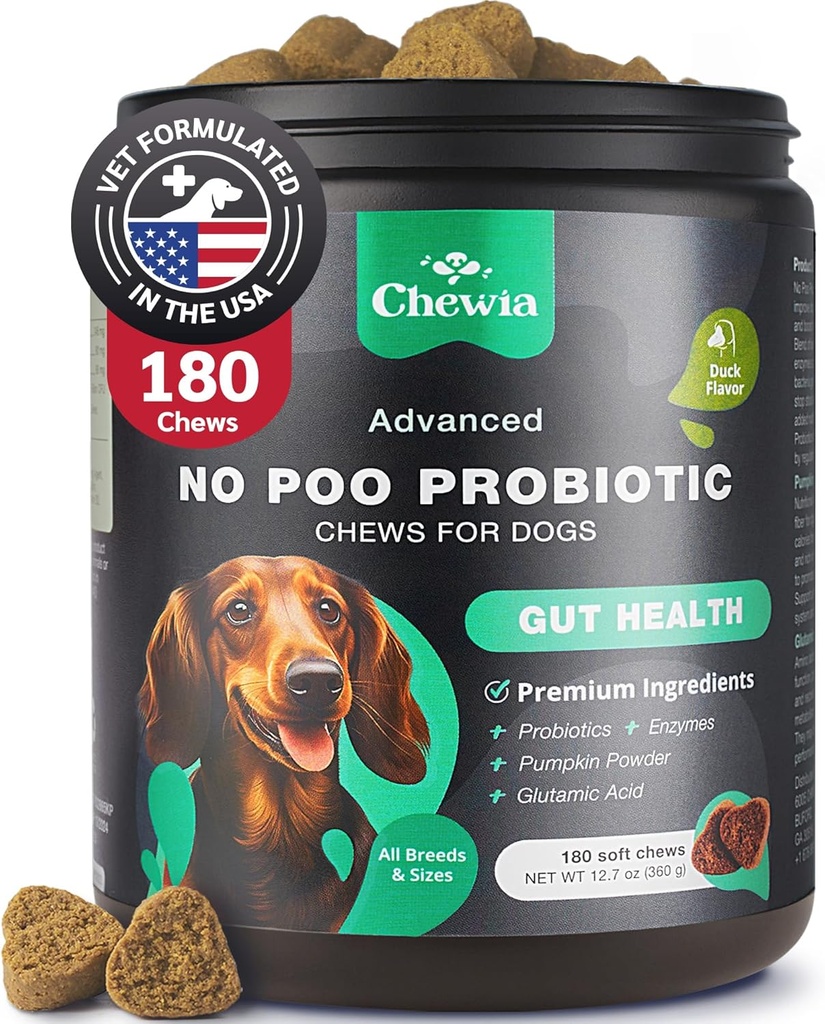 Coprophagia Deterrent - Geen Poo Kauwen voor honden - Hondenprobiotica voor de spijsvertering van de gezondheid met enzymen - Canine Stool Eten Deterrent - Digestief, Dental, Gut & Immune Health Treats - Geen poep eten