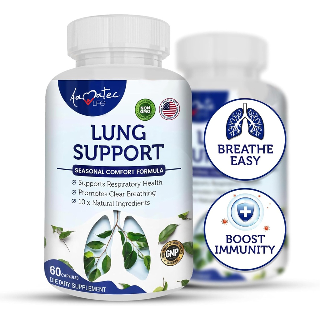 Long Support Dieetsupplementen Herbal ademende ondersteuning 10 actieve ingrediënten Originele formule voor Lung Health Long Cleanse Formula Supplement voor Bronchial System 60 capsules Niet GGO