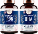 WINDSOR BOTANICA Prenatale DHA en ijzer pillen voor vrouwen met foliumzuur - Prenatale vitamine bundel