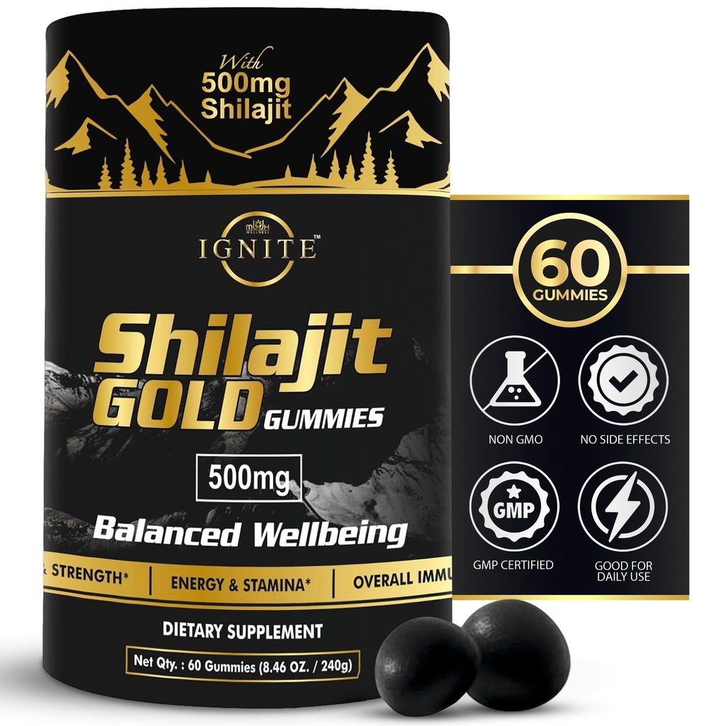 Pure Himalaya Shilajit Gummies 75%+ Fulvic Acid, High Potency Gold Grade 