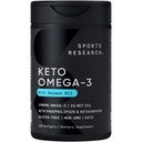 Sports Research® Keto Omega Fish Oil 1400mg - Full Spectrum Omega-3 Blend with Astaxanthine & Coconut MCT Oil - Keto Certified, Soy & Gluten-Free (120 Softgels)