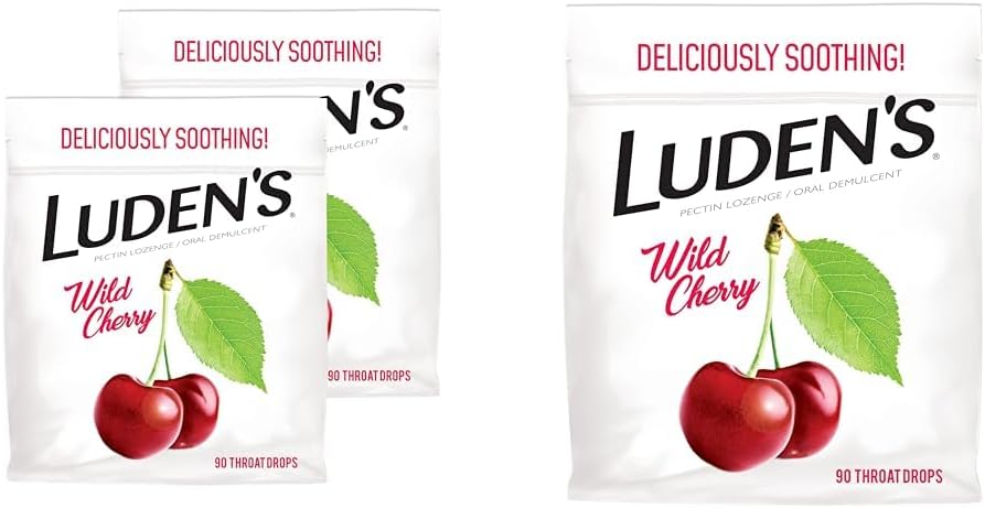 Ludens Wild Cherry Throat Drops, Pack van 2, 90 druppels elk voor Sore Throat Relief
