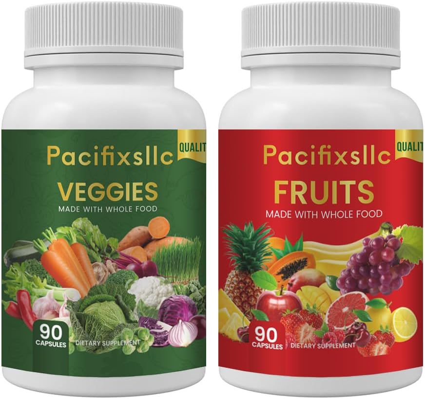 Fruit en Vegi Capsules 100% Natuurlijke superfood Natural Energy Level voor mannen en vrouwen, Set van 2, 180 tellen 90 & Fruit 90 Veggies