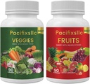 Fruit and Vegi Capsules 100% Natural superfood Natural Energy Level for Men and Women, Set of 2, 180 count-90 & Fruit 90 Veggies