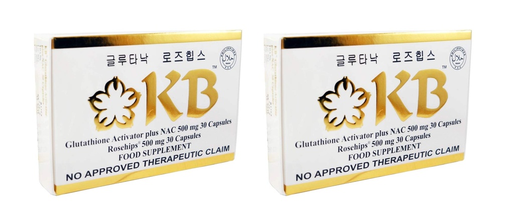 Lot de 2 Boîtes KB Glutathion Kyusoku Bihaku Total de 60 Capsules Glutanac et 60 Capsules Rosehips Allégement de la peau Blanchiment