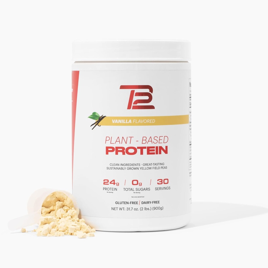 TB12 Plant Based Protein Powder door Tom Brady, 24g Vegan Pea Protein, Lage Suiker, Lage Carb, Non-GMO, Maaltijd Vervanging, Keto Vriendelijk, Paleo, Suikervrij, Vanille Smaak (30 Servers/2.12lbs)