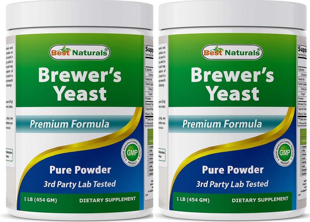 Best Naturals 2 Pack 100% Pure Brewers Gistpoeder - 16 oz - Ondersteuning voor verhoogde Breast Milk Supply Tijdens Borstvoeding, Borstvoeding, Digestieve Gezondheid