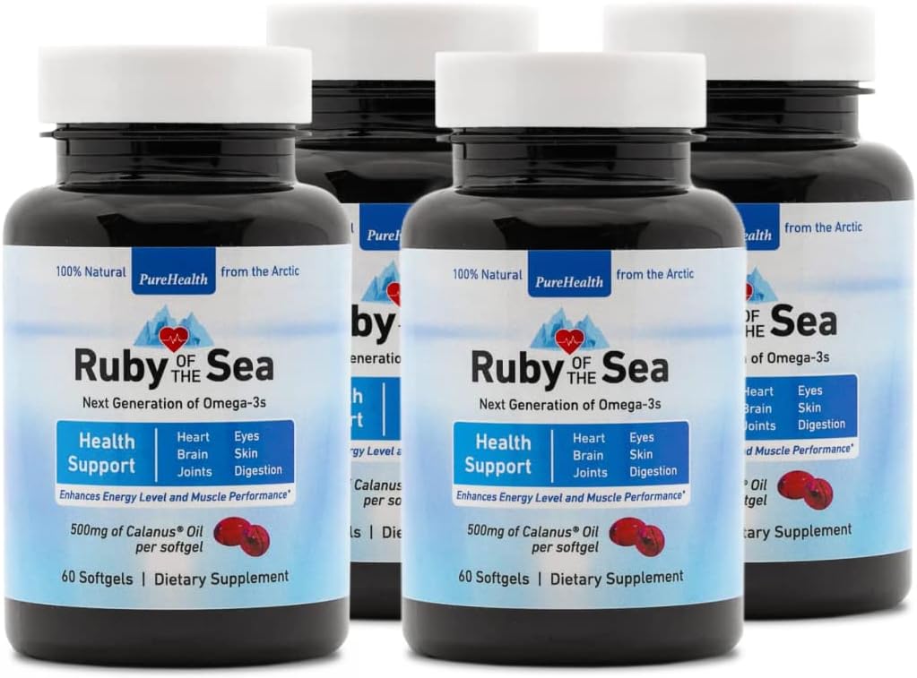 Marine Oil Supplement - Alle natuurlijke Calanus Olie, Astaxanthine, Omega-3 en vetzuren - Hart en hersenen Gezondheid Voedingssupplementen - 4 Pack