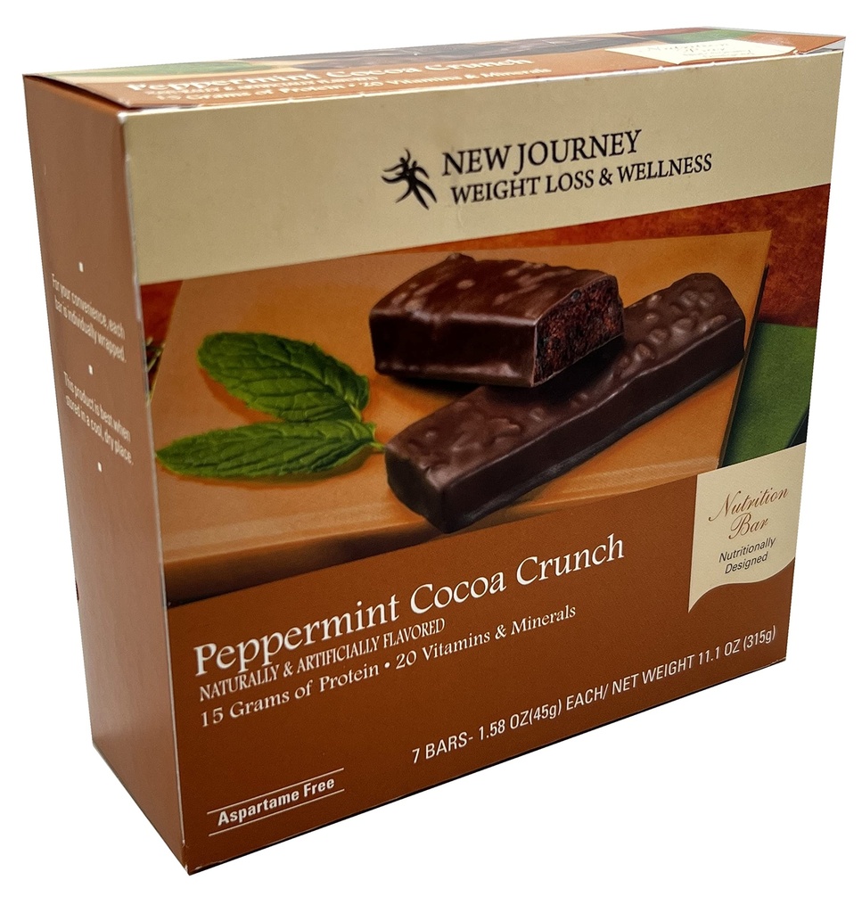 Pepermunt Cocoa Crunch Bar - New Journey Weight Loss & Wellness - High Protein Nutrition Bar (7 bars/box)