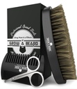 Baardborstel voor mannen & baard Comb Set w/Mustache schaar Grooming Kit, Natural Boar Bristle Brush, Dual Action Wood Comb, en reistas geweldig voor kerstcadeau