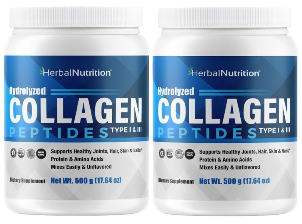 Collageen Peptiden Poeder Gehydrolyseerde eiwitten zijn vitale eiwitten voor huidhaar Nagels en Joint Health, Keto, Paleo vriendelijk, Non-GMO, Glutenvrij, 45 porties, 2 containers