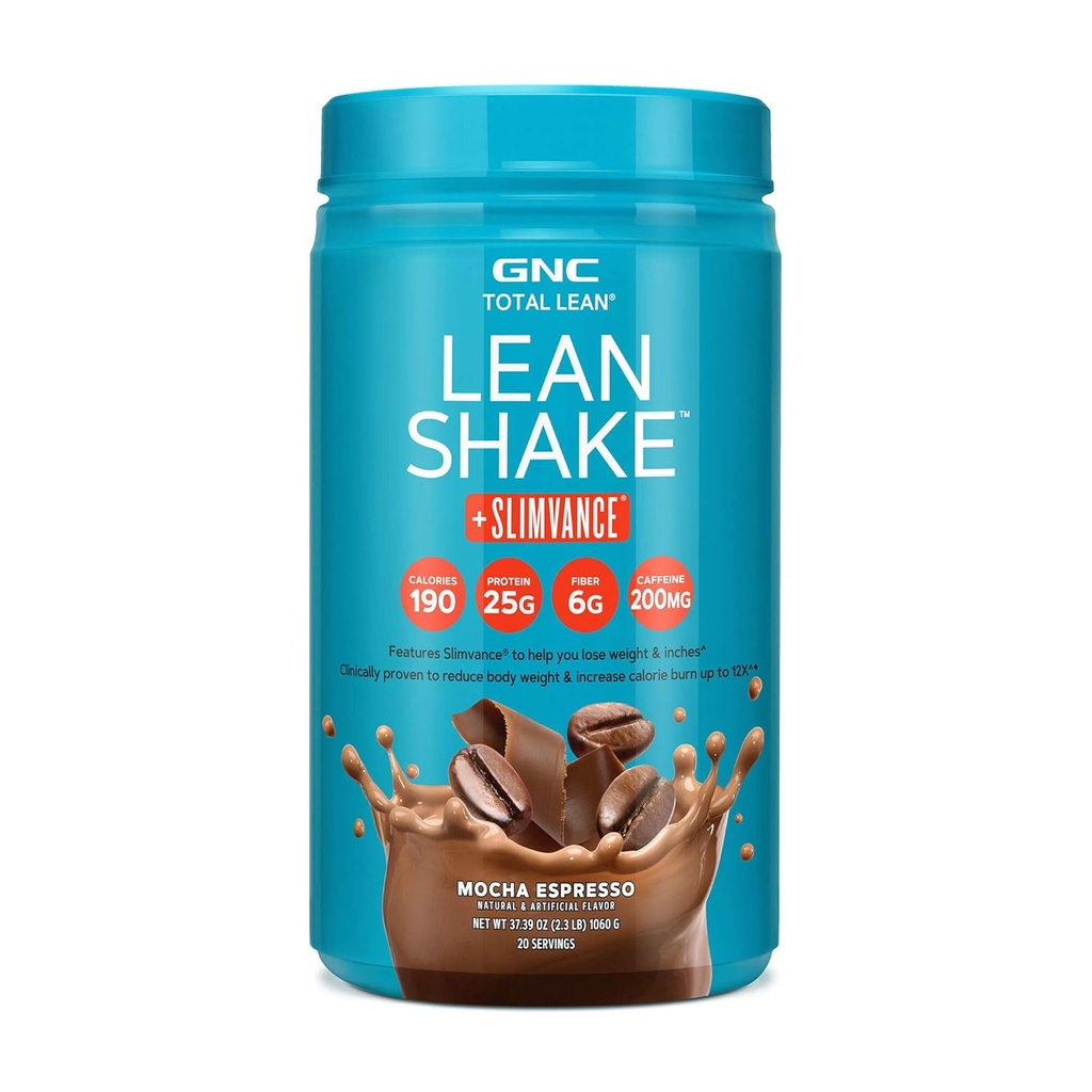 GNC Total Lean, Lean Shake + Slimvance, Weight Loss Protein Powder met 200mg Cafeïne, Mocha Espresso, 20 Servers