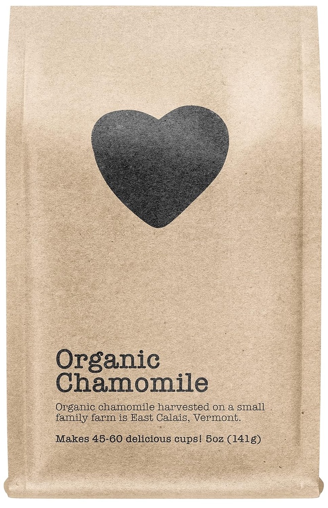 Camomille biologique, 45-60 portions, Pochette Zip Eco-consciente, Thé sans caféine, Pure Loose Leaf en Amérique, 5 once (Moyen)