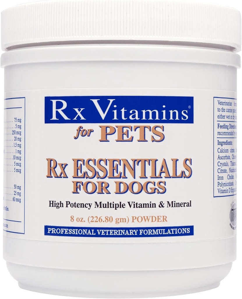 Rx Vitaminen Essentials voor honden - Vitamine & Mineraal Multivitamine - Ondersteunt Immuun Systeem Digestieve Gezondheid & Bone Health - Poeder 8 oz