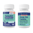WELMATE Trousse de bien-être nocturne : force maximale Guaifenesin 1200mg Relief mucus (100 Ct) & Doxylamine Succinate 25mg Aide au sommeil (200 Ct)